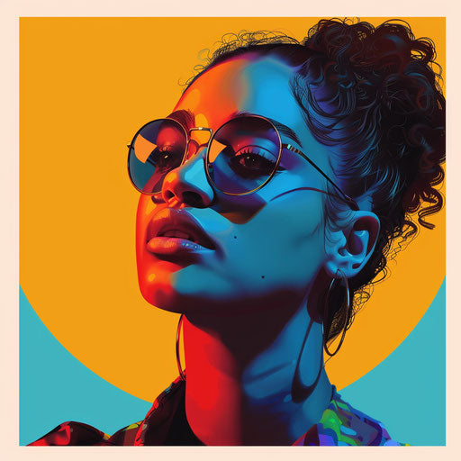 Realistic clipart with flat random background and vibrant tones