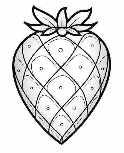 Strawberry coloring pages for kids, in the style of Toraji, Patrick Caulfield, Tivadar Csontváry Kosztka, jagged edges, white background, high resolution, backlight 25:31