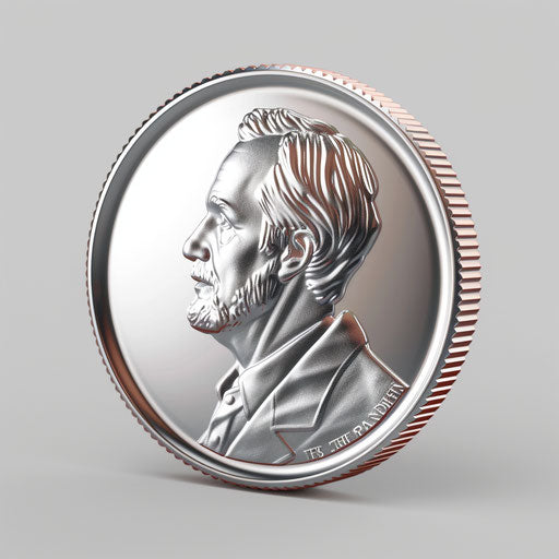 Flat silver metallic background supporting realistic penny clipart