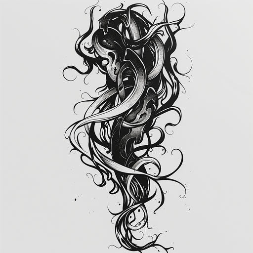 Art nouveau inspired clipart style flat tattoo sketch for dark arts tattoo