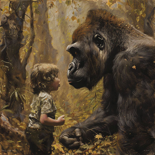 Gorilla's Encounter with Curious Child