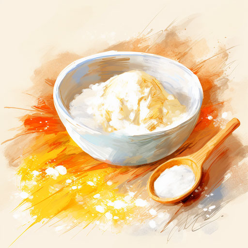 Flour in the style of Impressionistic Art, on a white background