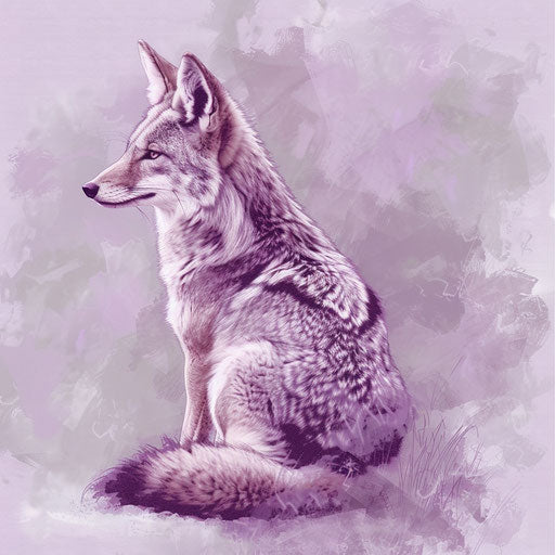 Coyote clipart on soft lavender background with realistic touch
