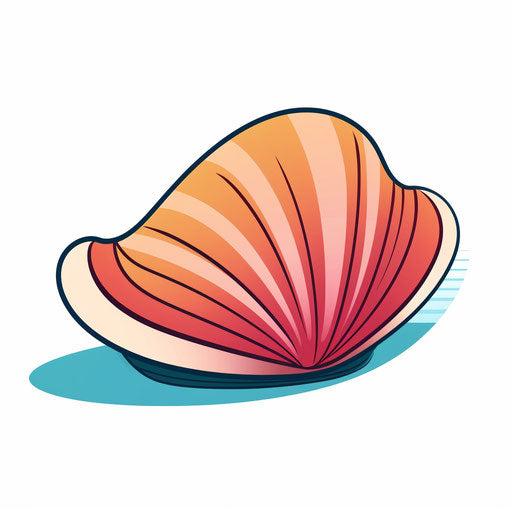 Minimalist illustration of a clam, on white background