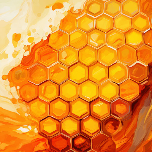 Honeycomb clipart in the style of oil painting, on a white background