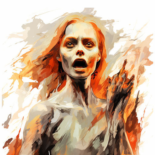 Horror clipart in the style of Impressionistic Art, on a white background