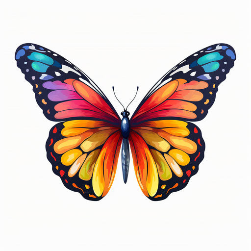 Simple butterfly art in Oil painting style on white