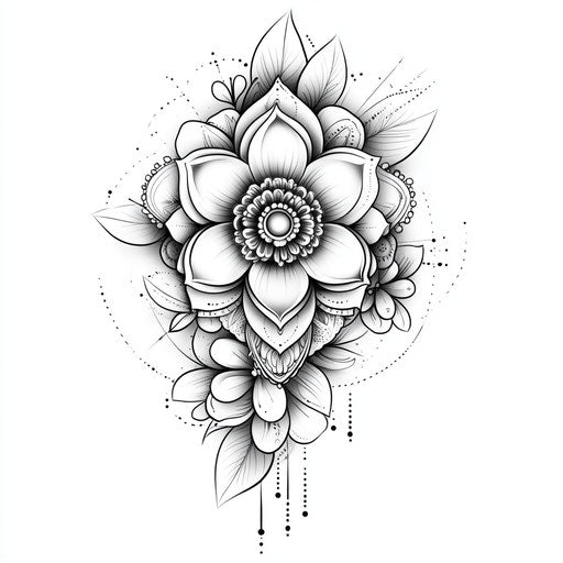 Mandala floral inner elbow tattoo sketch beautiful bright