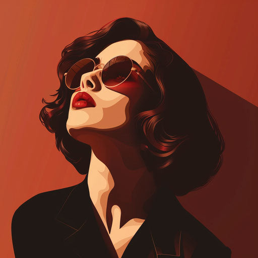 Flat maroon background with realistic lady clipart