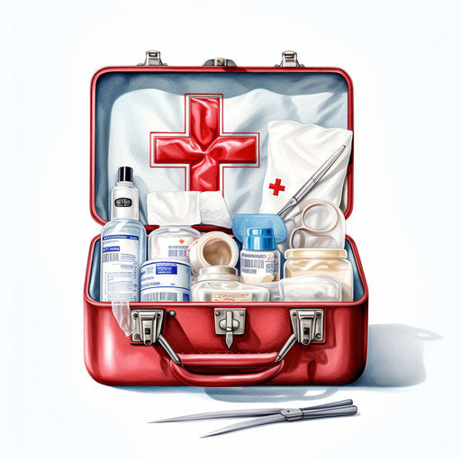 First aid kit in the style of Impressionistic Art