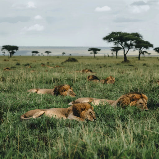 Pride of lions resting in the grass