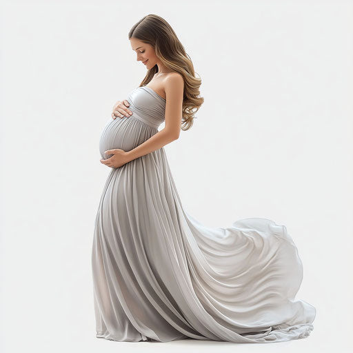 3D pregnant woman on plain white background, isolated clipart