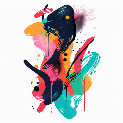 Colorful splashes and shapes in abstract clipart tattoo style