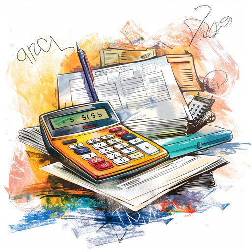 Realistic tax image with flat white background and vivid colors