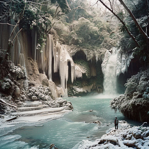 Sticky Waterfall in Thailand with Icy Surroundings