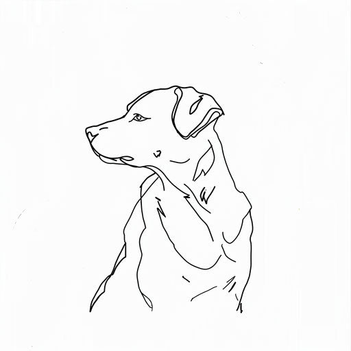 Minimalist dog outline in single continuous line
