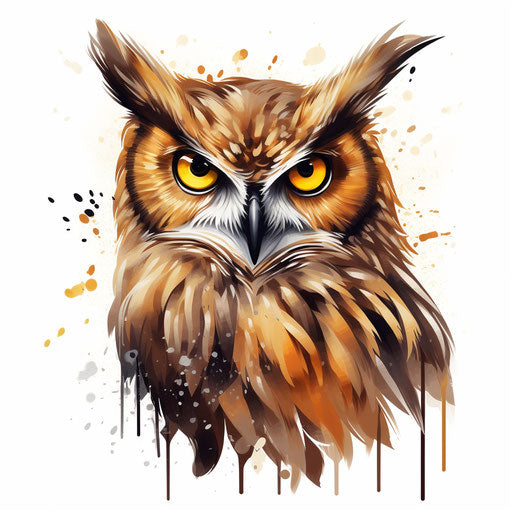 Owl artwork in the Chiaroscuro Art style, on white backdrop