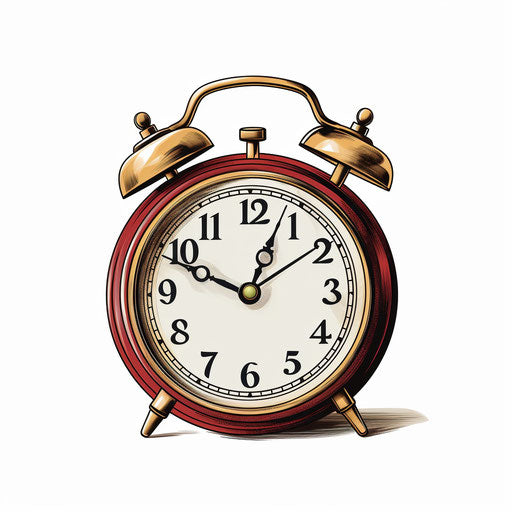 Drawing of alarm clock in Chiaroscuro Art on white backdrop