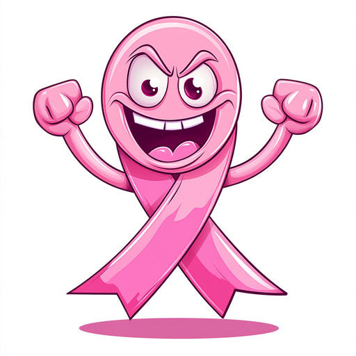 Caricature of cancer ribbon with human characteristics