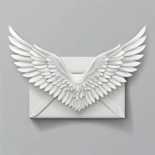 Envelope clipart with detailed wings on random background