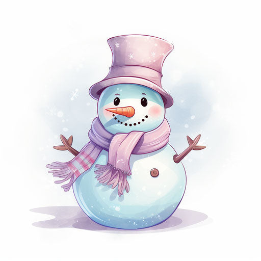 Snowman drawing in Pastel Colors Art style