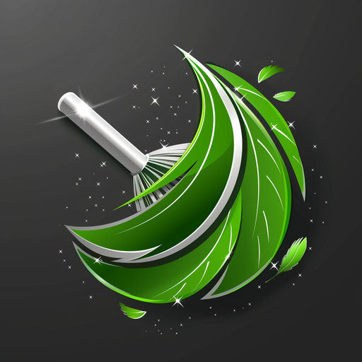 Green and silver cleaning company logo with modern background