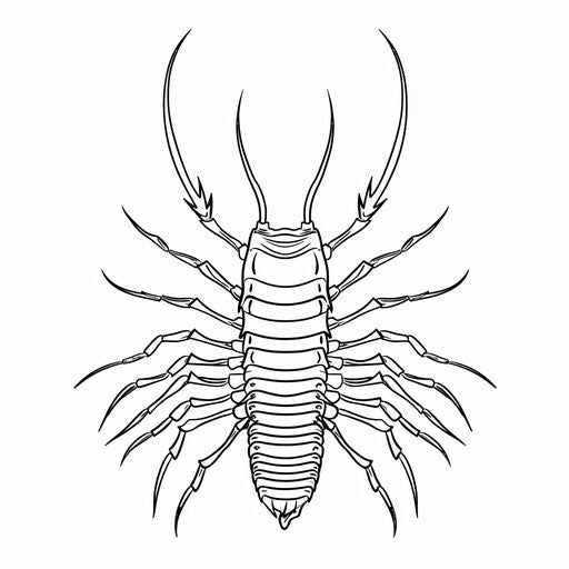 A centipede with many legs - Coloring book page