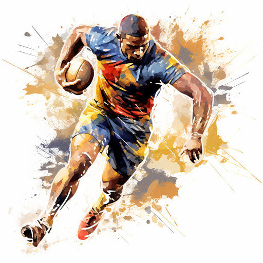 Football clipart in the style of Impressionistic Art, on white background