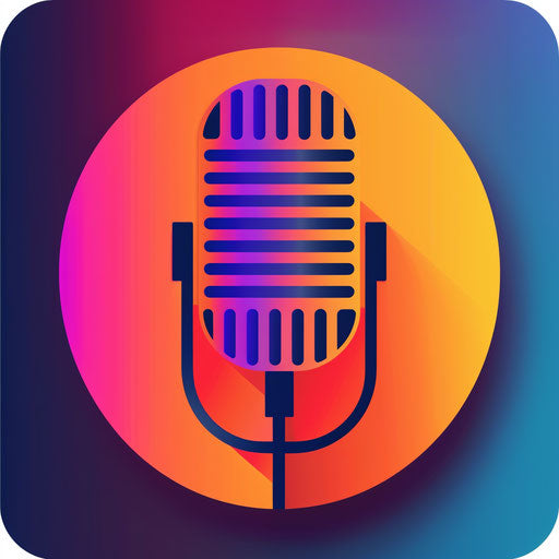 Modern podcast logo with gradient background and vibrant colors