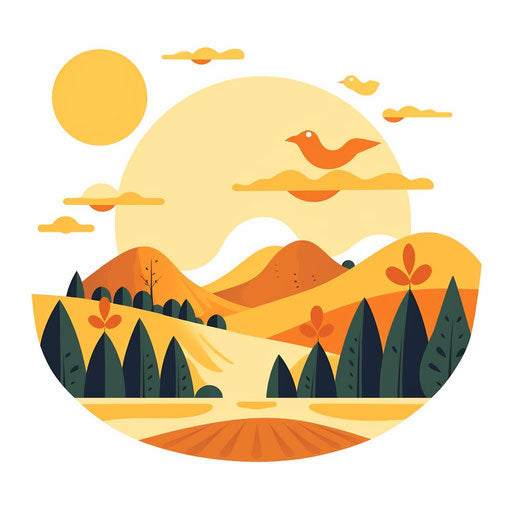 Minimalist style illustration of a sunny day