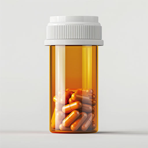 Realistic pill bottle clipart with vibrant details