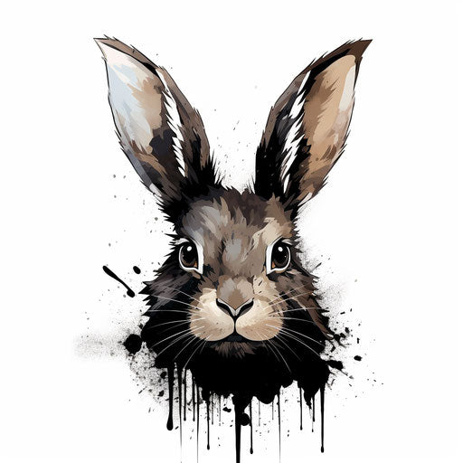 Rabbit head illustration in the style of Chiaroscuro Art on white background