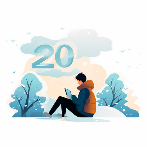 Happy New Year clipart 2024 in minimalist style