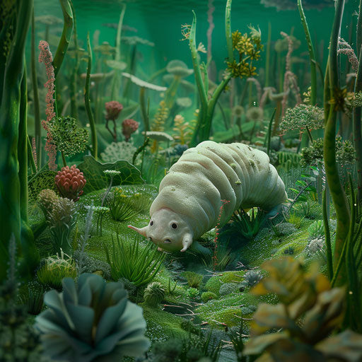Tardigrade in a lush microscopic grassland
