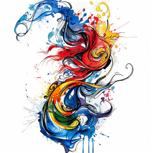 Bold abstract tattoo design with elements symbolizing the autism spectrum