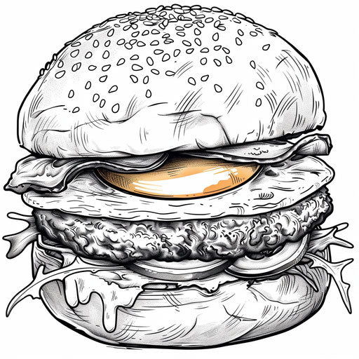 Gourmet burger with fried egg and arugula