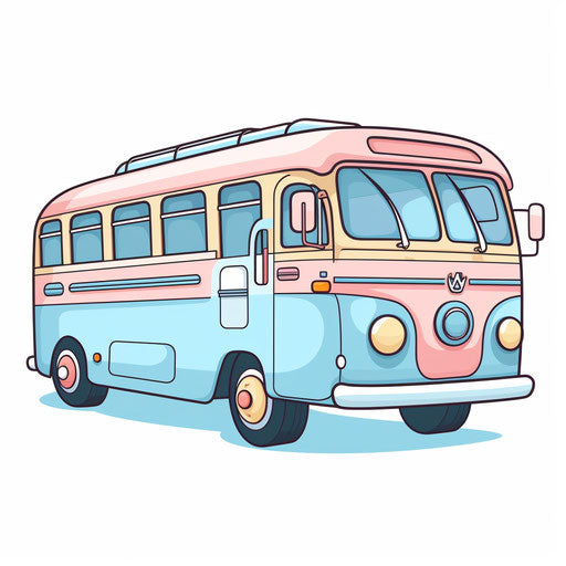 Bus clip art in the style of Pastel Colors Art, on a white background