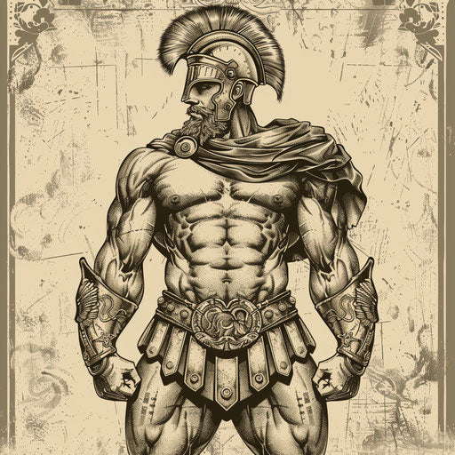 Classic tattoo sketch of Hercules in Roman armor