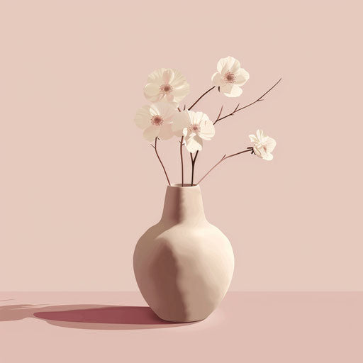 Realistic vase on dusky rose background