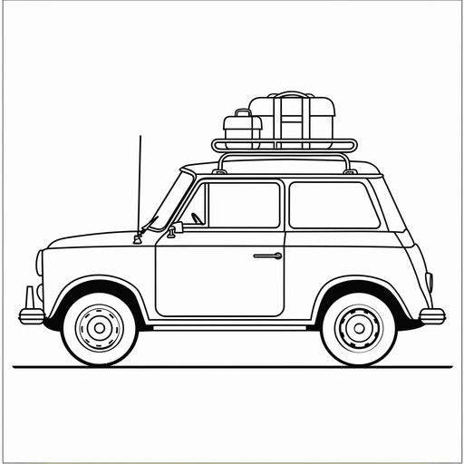 Bold outline of a family car with luggage on the roof