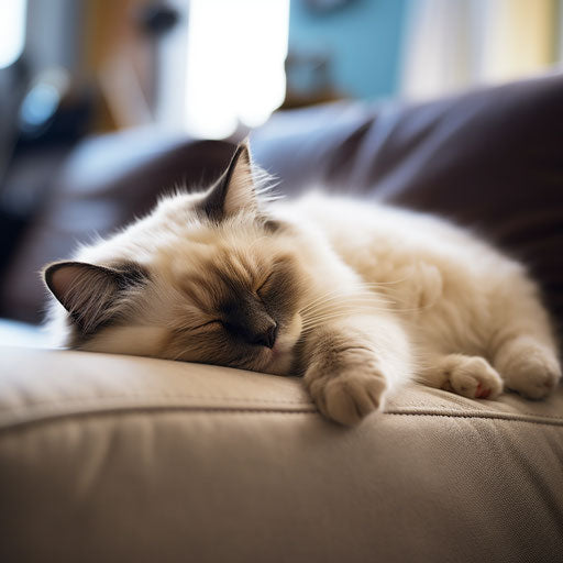 Birman cat sleeping on the couch