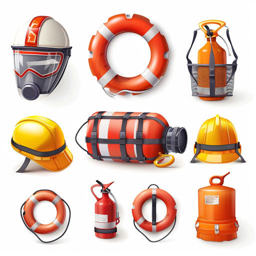 Safety clipart in a photo realistic style on flat white background
