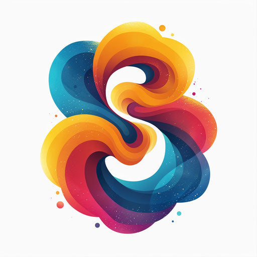 Brand logo with dynamic shapes and vibrant colors