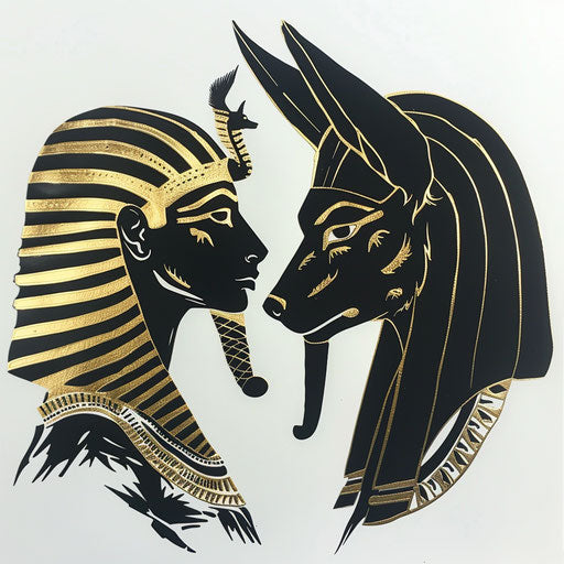 Dynamic duo in black and gold on white