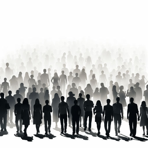 Crowd clipart in the style of Chiaroscuro Art, on a white background