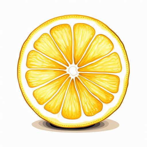 Lemon slice in Chiaroscuro Art style on white background