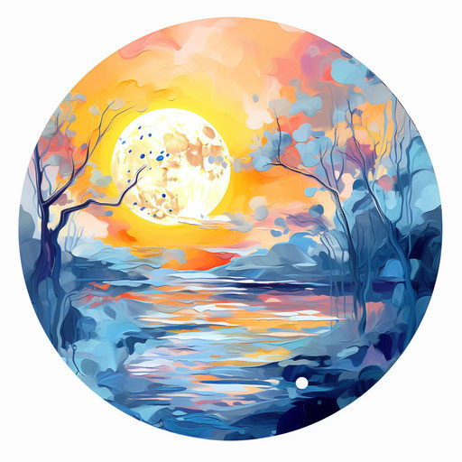 Full moon in the style of Impressionistic Art