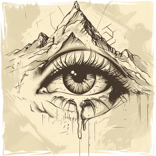 Eye gazing at mountain peak