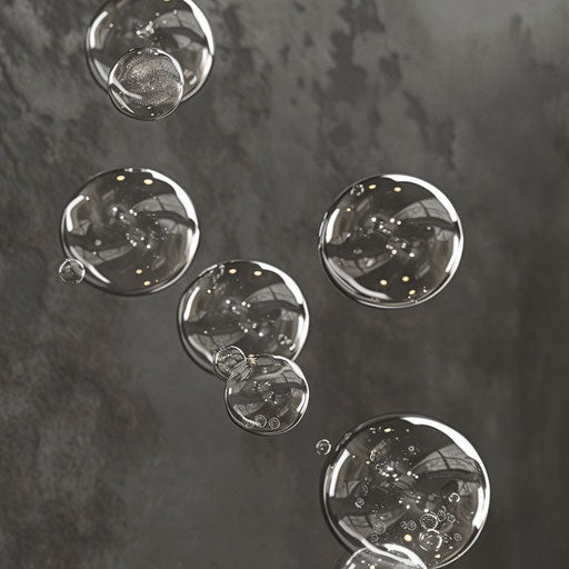 Sleek elegance with realistic bubble clipart on slate grey background