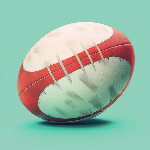 Realistic rugby ball clipart on flat turquoise background